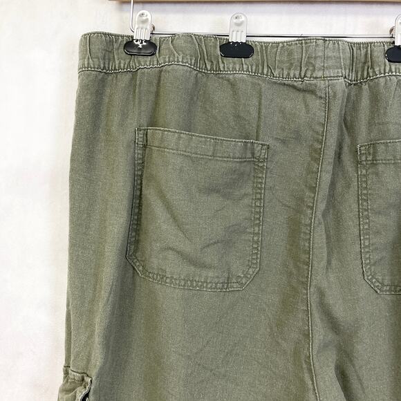 St. John's Bay Olive Cargo Jogger Pants‎ Womens 2X Linen Rayon Utility Casual - Picture 4 of 9